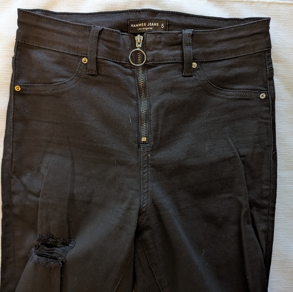 NWOT Hammer Jeans - black distressed stretch - slim leg - size 5 - Picture 2 of 5